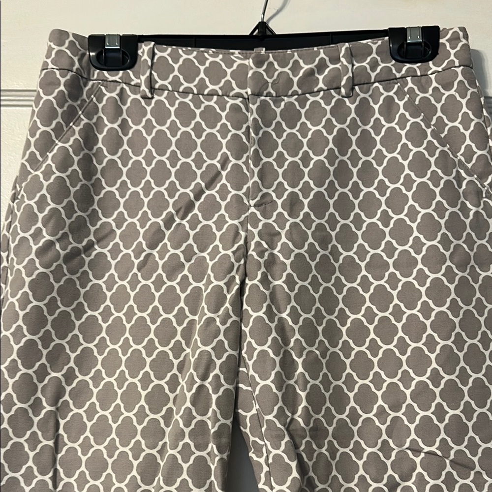 Gray and White Geometric Pattern Chinos